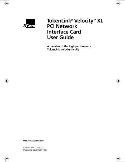 3Com - TokenLink VelocityTM XL PCI Network Interface Card pdf manual